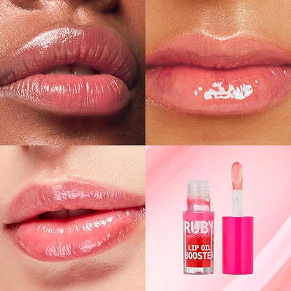 Ruby Kisses Lip Oil Booster, Hydrating Lip Gloss with Nourishing Natural Oil Blend, Jumbo Wand for Easy Application, Non-Sticky Formula