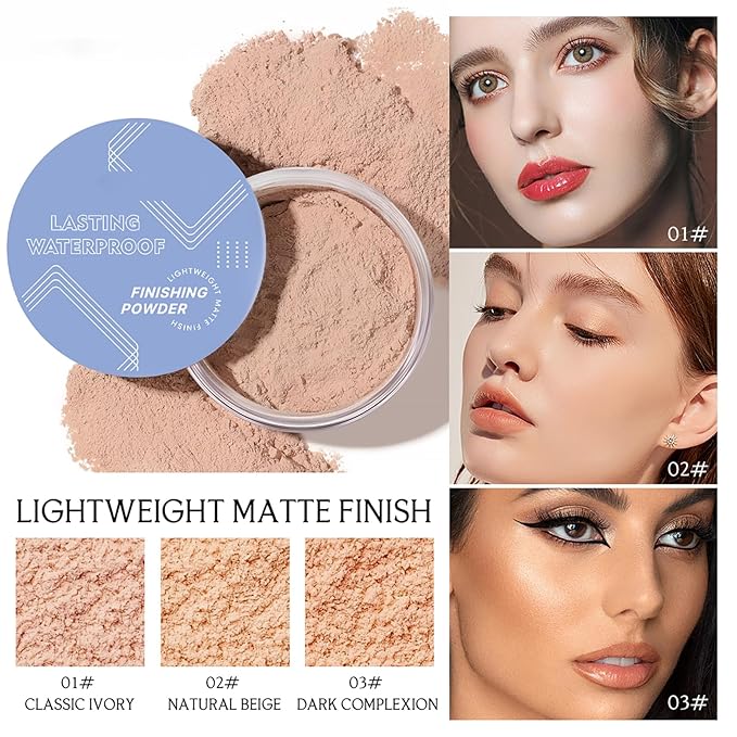 Soft Focus Loose Setting Powder Makeup,Oil Control Lightweight Matte Finishing Powder Foundation Makeup,Lasting Waterproof Face Powder Cruelty Free,Puff Included(NATURAL BEIGE)