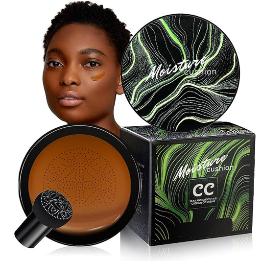 Mushroom Head Air Cushion CC Cream - Moisturizing BB Creams Foundation, Long-Lasting Waterproof New Air Cushion CC Cream Concealer for Even Skin Tone (Dark Brown, 1 PCS)