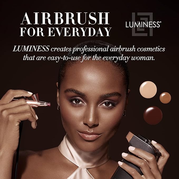 Luminess Breeze Duo Airbrush Makeup System, Deep Coverage – 9-Piece Kit includes 2x Silk Airbrush Foundation, Apricot Shade Blush, Glow Highlighter, Moisturizer Primer, and Airbrush Cleaning Solution