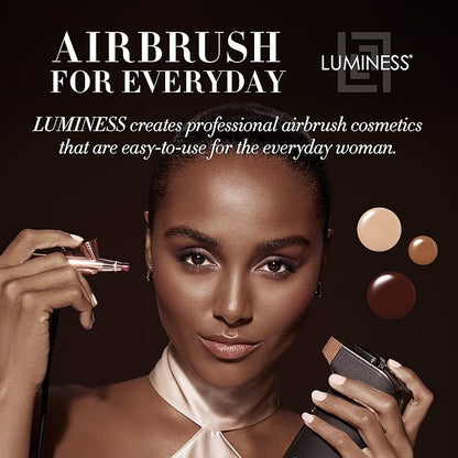 Luminess Breeze Duo Airbrush Makeup System, Deep Coverage – 9-Piece Kit includes 2x Silk Airbrush Foundation, Apricot Shade Blush, Glow Highlighter, Moisturizer Primer, and Airbrush Cleaning Solution