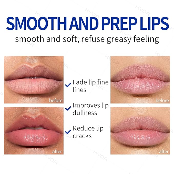 KYDA 2 Pcs Lip Primer, Colorless Tint, Smoothes and Refines Lips, Moisturizing Primer for Lips, Sheer Lightweight Lip Base, Lipstick Primer & Daily Lips Balm