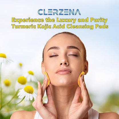 Turmeric Kojic Acid Cleansing Pads | Vitamin C & E, Retinol, Hyaluronic Acid and Turmeric Face Scrub | 60 Kojic Acid and Turmeric Cleansing Pads
