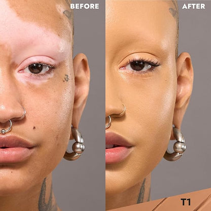 COVER FX Complete Coverage Kit: Total Cover Cream Foundation - Shade T1 + Custom Cover Blending Brush