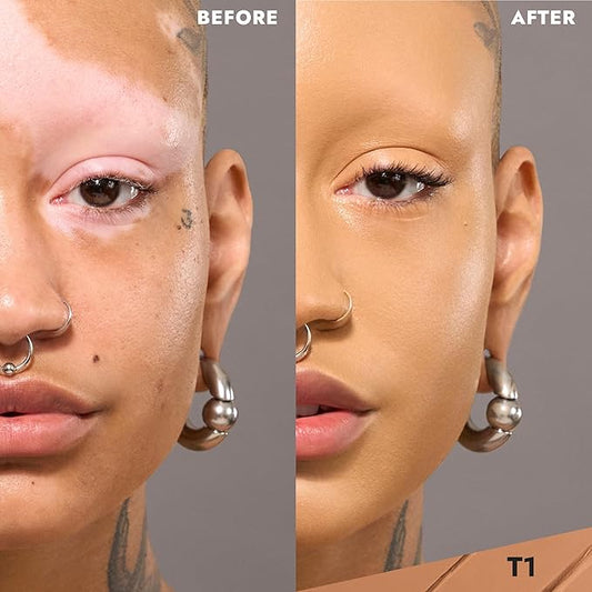 COVER FX Complete Coverage Kit: Total Cover Cream Foundation - Shade T1 + Custom Cover Blending Brush