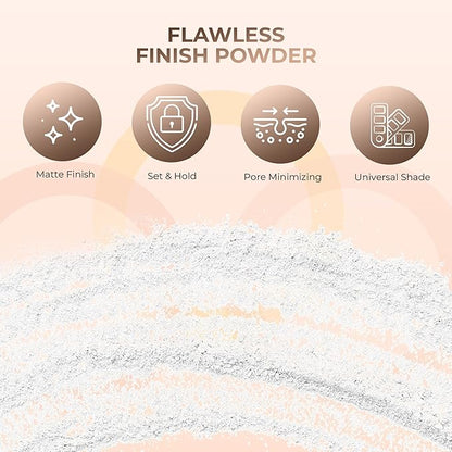 4pc Full Size Kit (Warm Shade) Mineral Makeup Matte Translucent Loose Foundation + Kabuki Brush + Concealer + Finishing Setting Powder + Bare Face Full Coverage SPF 30 All Skin Types Waterproof
