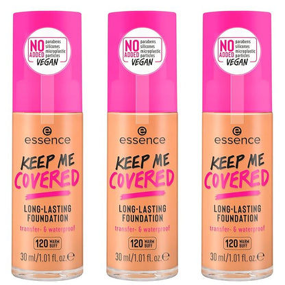 essence | Keep Me Covered Long-Lasting Foundation (120 | Warm Buff) | Medium to Full Buildable Coverage | Vegan & Cruelty Free
