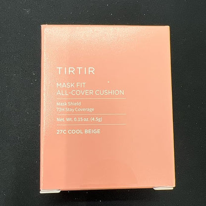 [*Mini Size*] TIRTIR All Cover Pink Cushion | Korean Cushion Foundation, (#27C Cool Beige, 0.15 Fl Oz)
