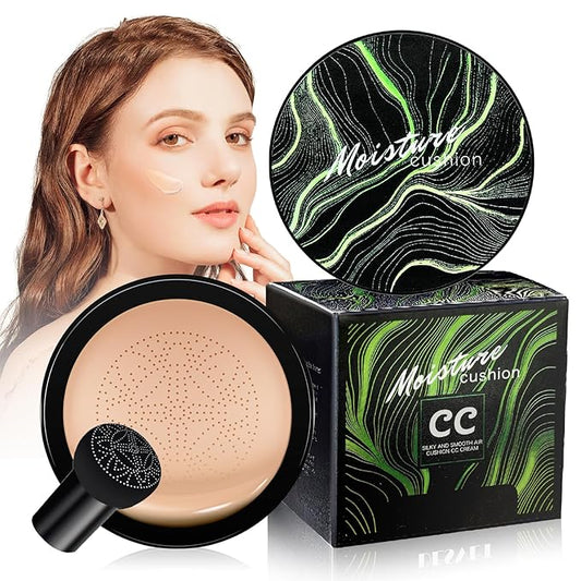 Mushroom Head Air Cushion CC Cream - Moisturizing BB Creams Foundation, Long-Lasting Waterproof New Air Cushion CC Cream Concealer for Even Skin Tone (Buff Beige, 1 PCS)