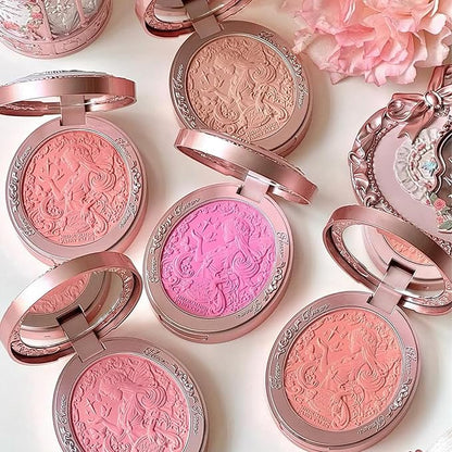Flower Knows Midsummer Fairytales Embossed Blush 04 Summer Blossom+Butterfly Cloud Collar Angled Powder Brush Frosty Wisteria