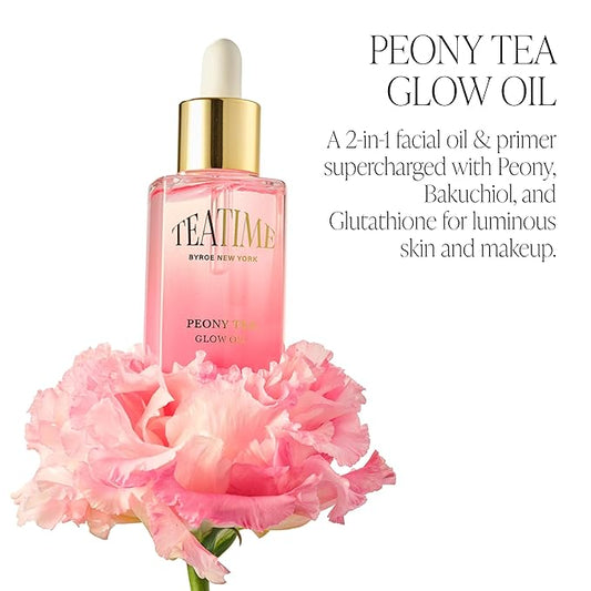 Byroe Peony Face Oil and Primer | Smooth and Hydrate for Flawless Makeup Base | Brighten Skin and Boost Moisture with Hyaluronic Acid & Bakuchiol | Vegan 1.01 FL Oz