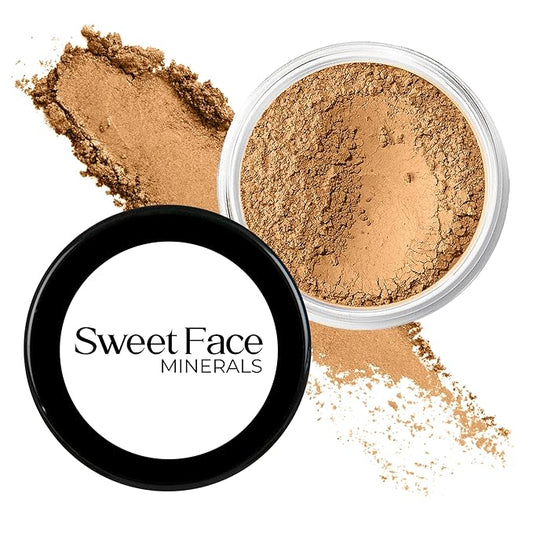 (Deep Tan) (5gm Jar) FOUNDATION Mineral Makeup with SPF 18+, Full Coverage Matte Loose Powder, Bare Face Cosmetics