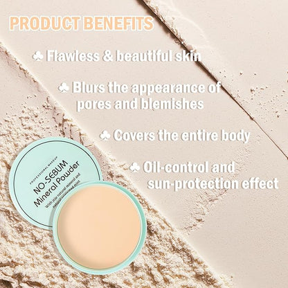 7PCS Mushroom Head Air Cushion CC Cream Foundation,Natural BB Cream Foundation,Moisturizing One Step Color Corrector,Loose Setting Powder Set with Makeup Sponges B