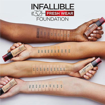 L'Oreal Paris Makeup Infallible Up to 32 Hour Fresh Wear Lightweight Foundation, 485 Golden Sun, 1 Fl Oz, Packaging May Vary