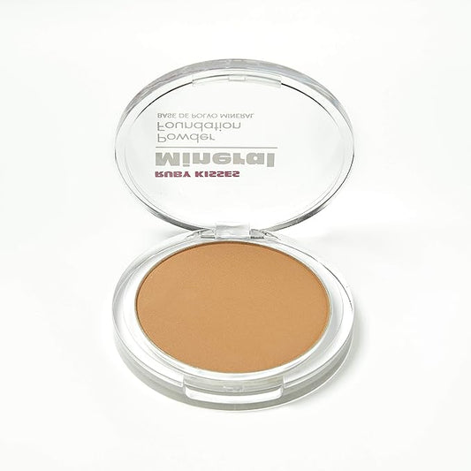 Ruby Kisses Mineral Pressed Powder Foundation, Medium to Full Coverage Natural Finish 0.35 Ounce (Mocha)