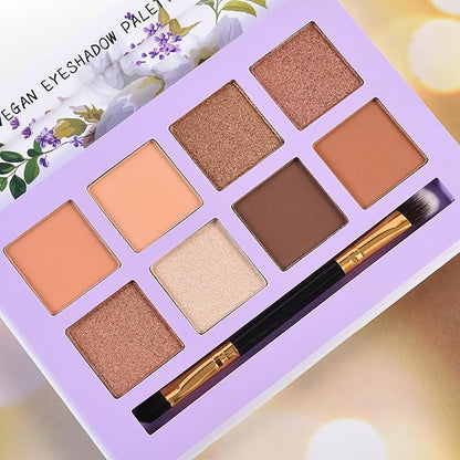 Vegan Eyeshadow Palette, Nude Eyeshadow Palette, 16 Shades Organic Eyeshadow palette & Matte Eyeshadow Palette with Brush, 8 Shades