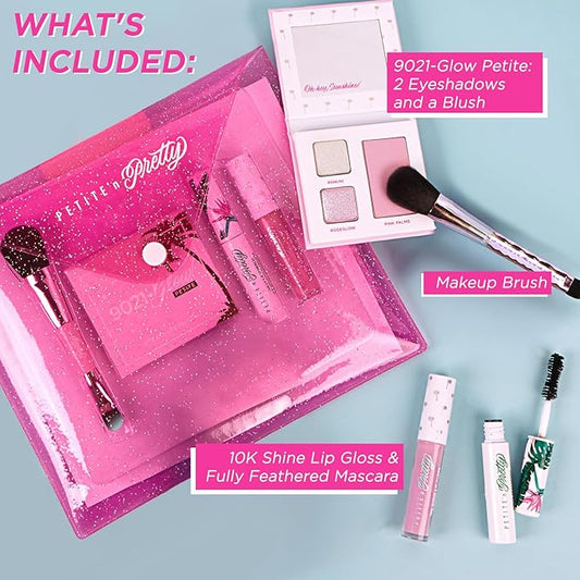Petite 'n Pretty "Amazon Exclusive" Glow Basics Natural Makeup Starter Set and So Dreamy 10K Shine Lip Gloss Duo (First Freeze & Rosy Dreams) for Kids, Tweens, and Teens - Made in the USA