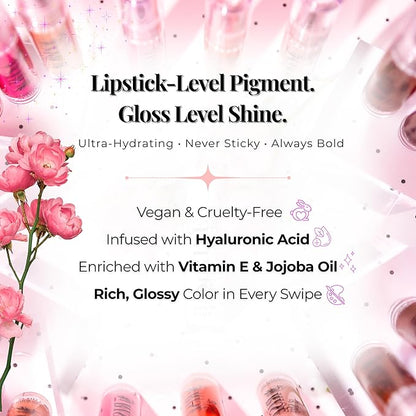 Rise & Slay Power Gloss – High-Pigment Hydrating Gloss Lipstick with Hyaluronic Acid, Jojoba & Castor Oil, Vit-E, Non-Sticky Vibrant Shine, Coffee Brown Summer Lips (Cognac, 4.5 ml)