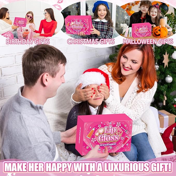 Jcoos Lip Gloss Making kit, Color Changing Lip Oil 64PCS Make Your Own Lip Gloss Kit, Flavored Lip Gloss Moisturizing, Lipgloss Sets for Girls Women Adults Kids Lip Gloss, Christmas Gifts Girl Stuff