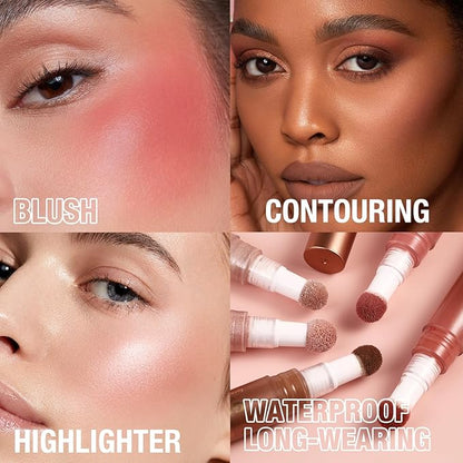 Blush Stick,Liquid Blush Stick,Silky Smooth Creamy Formula,Lightweight Blendable Blush Rouge Stick,Naturally Sculpted Look Professional Beauty Makeup Blush (01/02/03/04/05/06)