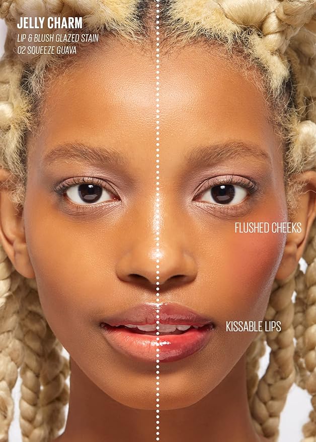 Kaja Lip & Blush Glazed Keychain Stain - Jelly Charm 03 Berry Colada | with Triple Berry Complex, Lemon Fruit Extract & Olive Squalane, Hydrating, Long Lasting Tint