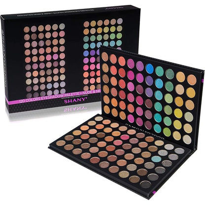 SHANY Ultimate Fusion - 120 Color Highly Pigmented Makeup Palette Long Lasting Blendable Natural Colors Eye shadow Palette Natural Nude and Neon Combination