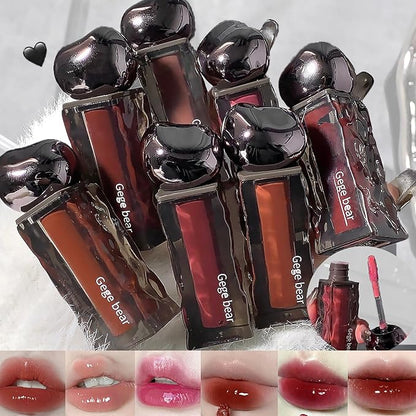 6 Colors Cute Lipstick Makeup Set, Plumping Lip Gloss,High Shine, Moisturizing Lip Oil Lip Tint Gloss, Long Lasting, Waterproof Christmas Makeup Gift kit