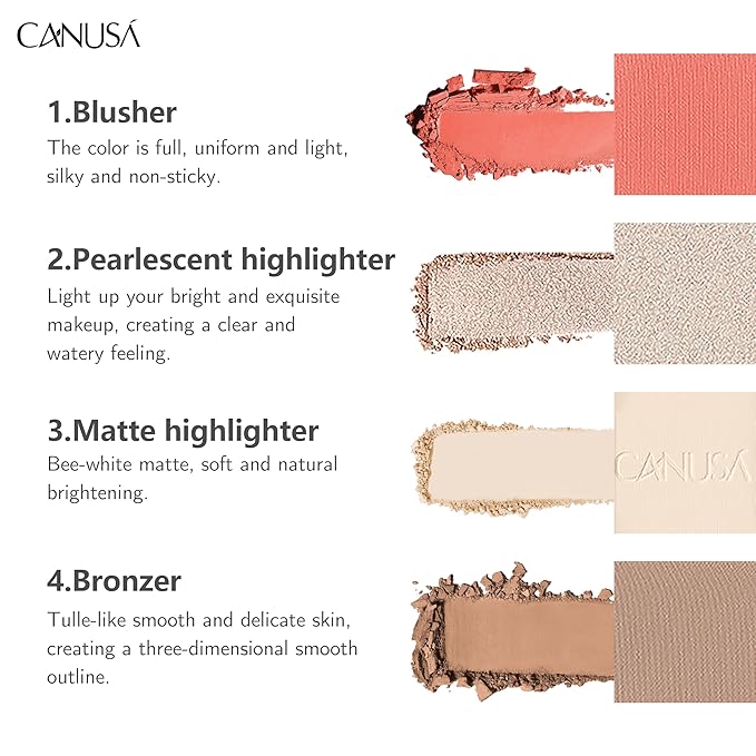 4-IN-1 Contour Palette the powder is delicate and naturally adheres to the skin, creating a three-dimensional andexquisite facial makeup. Bronzer Titanium