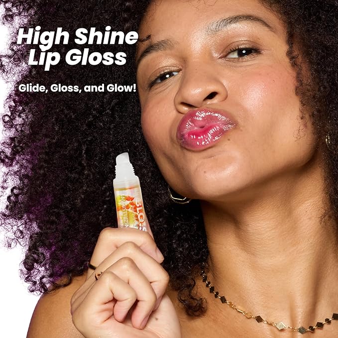 Blossom Lip Gloss Tubes, Mango Scented Thick Clear High Shine Moisturizing Flower Lip Gel with Nourishing Jojoba Seed Oil, Infused with Real Flowers, 0.3oz, Mango