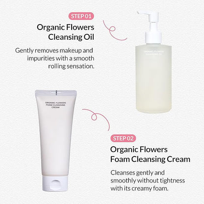 Whamisa Organic Flowers Cleansing Oil, Face Cleanser, Postbiotic-Rich Makeup Remover for Deep Cleansing, Pore Care, Rolling, Fermented, Easy Clean (260ml)