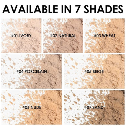 FOCALLURE Oil Control Loose Face Powder, Translucent Loose Setting Powder, Shine-Free Matte Finishing Powder, Long-lasting & Lightweight Sets Foundation Makeup, Includes Velour Powder Puff, Sand