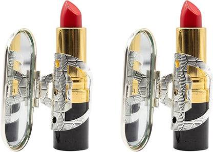 Stephanie Imports Set of 2 Clip-On Round Lipstick Mirrors (Retro Squares)