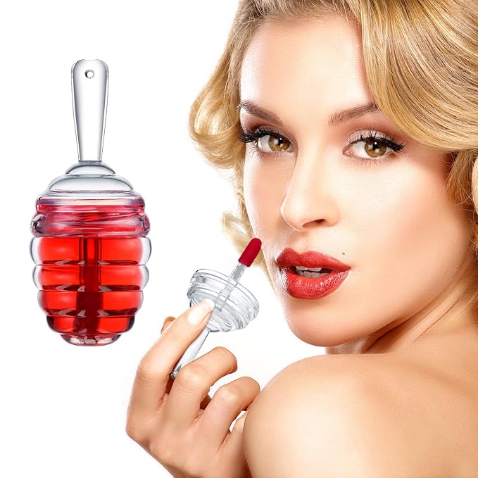 28 Pieces Honey Pots Shaped Lip Gloss Tube Empty Lip Gloss Containers Lip Balm Bottle Refillable Cute Lipstick Tubes with Wand for Women DIY Cosmetics(Clear)