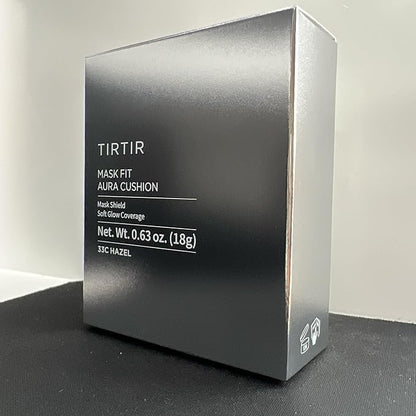 TIRTIR Mask Fit Aura Silver Cushion Foundation | Semi-glow Finish, Natural Coverage, Moisturizing, Lightweight, Korean cushion foundation (#33C Hazel, Full Size, 0.63 Fl Oz)