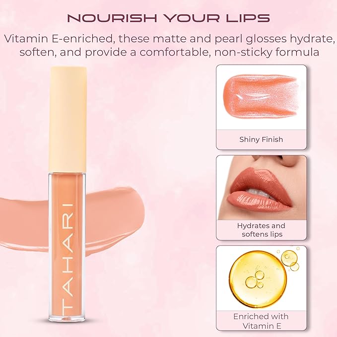 VOTUM Tahari 5 -Piece Matte Lip Gloss Set – Simmery Shades Lip Gloss Pack for Women & Girls, Long-Lasting, Hydrating Lip Color Collection with Rich, Versatile Tones