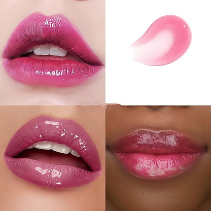 Changing Lip Gloss Non-sticky Moisturizing Lip Oil Gloss Nourishing Shiny Glossy Lipgloss for Lip Care and Dry Lip with Big Brush