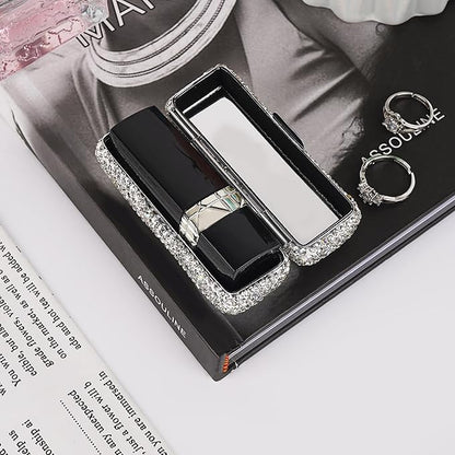 Crystal Lipstick Organizer, Lipstick Case with Mirror, Shiny Crystal Lipsticks Case for Outdoor, Party, Gathering, Home Storage
