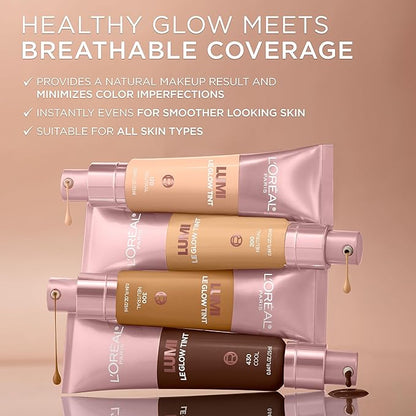 L'Oreal Paris Lumi Le Glow Skin Tint, Lightweight Water-Based Tinted Serum with Foundation-Like Coverage, Glow Illuminator, Neutral 230, 0.85 Fl Oz