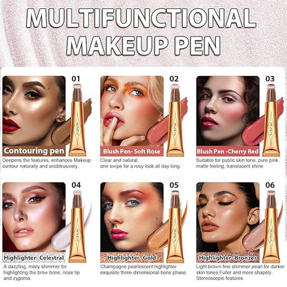 Highlighter Makeup Stick,Liquid Beauty Highlighter Wand with Cushion Applicator,Long Lasting Smooth Natural Matte Finish, Lightweight fairy Highlighter Stick (04-Celestral)