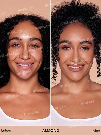 SHEGLAM Skinfinite Hydrating Foundation Flawless Dewy Foundation Hydrating Coverage Invisible Pore Concealer Pore-less Non-Greasy Lightweight Natural Soft Liquid Foundation-Almond