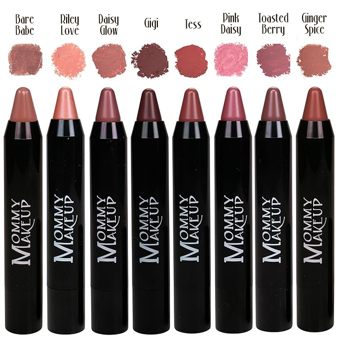 Mommy Makeup Triple Sticks Lipstick, Cream Blush & Teatment All-In-One with Shea & Cocoa Butter - Soft & Creamy Moisturizing Lip Crayon For Lips & Cheeks (Pink Daisy)