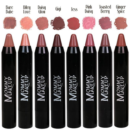 Mommy Makeup Triple Sticks Lipstick, Cream Blush & Teatment All-In-One with Shea & Cocoa Butter - Soft & Creamy Moisturizing Lip Crayon For Lips & Cheeks (Pink Daisy)