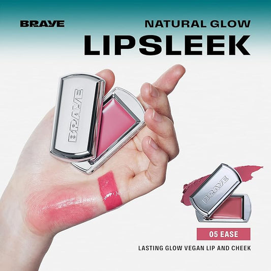 BRAYE LIPSLEEK | Blush for Cheeks & Lips, Korean Makeup Blush, Cool Lip and Cheek Balm, Vegan Cream, Lightweight w/Blendable & Buildable Makeup, Natural Look 05 EASE 0.08oz