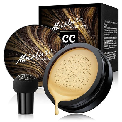 Mushroom Head Air Cushion CC Cream Foundation Gold Packaging Moisturizing Long Lasting Matte Concealer Light Weight Smoothly Makeup Base Liquid Foundation ((Buff Beige, 3.21 Ounce (Pack of 1))