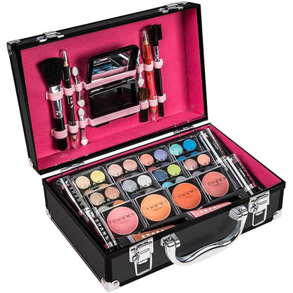 BRAND NAME Carry All Makeup Train Case with Pro Makeup and Reusable Aluminum Case - Silver