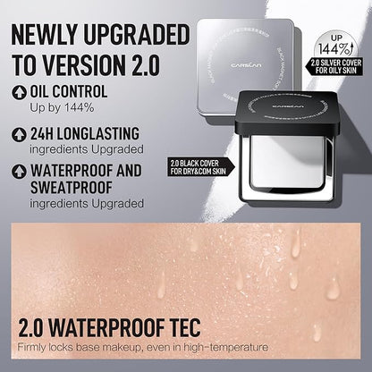 Black Magnet Soft Focus Powder, Waterproof Translucent Pressed Setting Powder, 24H Longlasting Talc-Free Face Powder, Oil Control Compact Makeup,04 Warm Ivory For Dry&Com Skin, 0.28Oz