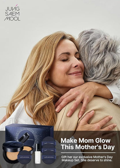 [JUNGSAEMMOOL OFFICIAL] Essential Skin Nuder Cushion Special Set (Medium Deep) | Nuder Cushion Navy Edition (Refill incl.) + Lip-Pression Glittering Topper + Navy Cushion Puffs (3pcs)