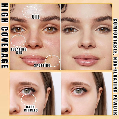 2PCS Color Changing Liquid Foundation Makeup,Flawless Full Coverage Foundation with Makeup Brush and Sponge,Non-greasy Long Lasting Moisturizing SPF50 PA+++ Face Sunscreen for Women（A)