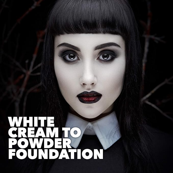 MANIC PANIC Goth White Cream to Powder Foundation - White Foundation for Goth Makeup, Cosplay & Halloween - Full Coverage & Matte Finish - Vegan & Cruelty-Free Cream Makeup