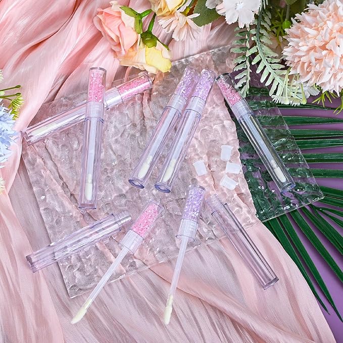 Empty Lip Gloss Tubes,10PCS Lip Gloss Tubes 3ml Diamond Lip Gloss Tubes Empty Lip Gloss Making Supplies for DIY Beginner Makeup & Travel, Lip Gloss Containers Empty Lip Gloss Bottles